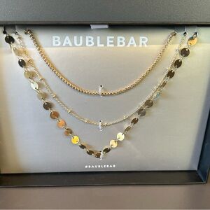 BaubleBar Shimmering Gold Disc Necklace Trio